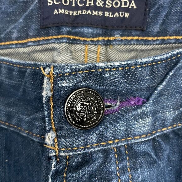 Scotch & Soda Jeans Mens 34x32 Blue Ralston Slim Fit Dark Wash Button Fly - Picture 4 of 16